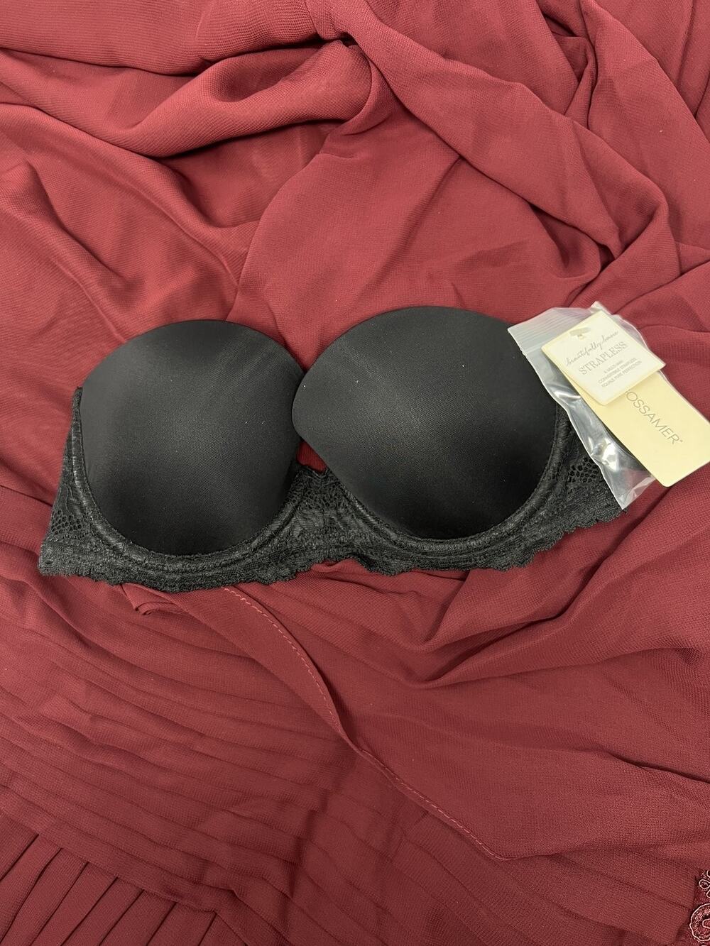 On Gossamer NWT US 30B Black Beautifully Basic G3162 Strapless Convertible Bra